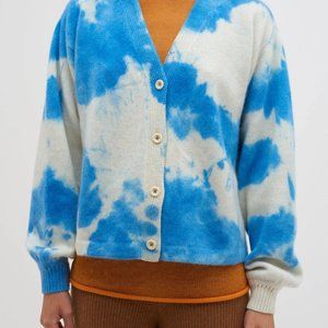 new THE ELDER STATESMAN balloon sleeve tie dye cardigan XS S NWT $1250